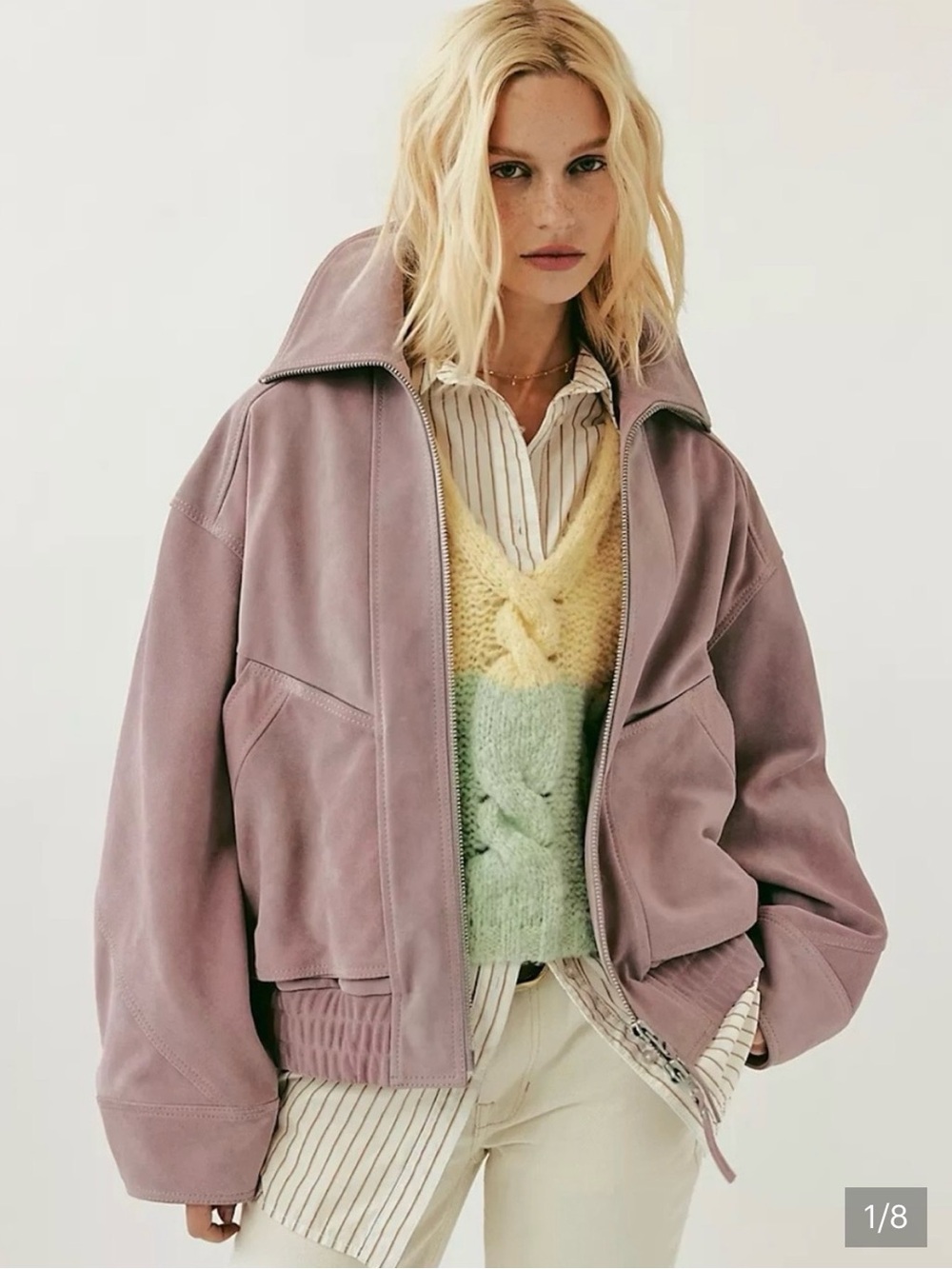 We The Free Desert Moon Suede Bomber Jacket - Violet Mist - Medium - SOLD OUT